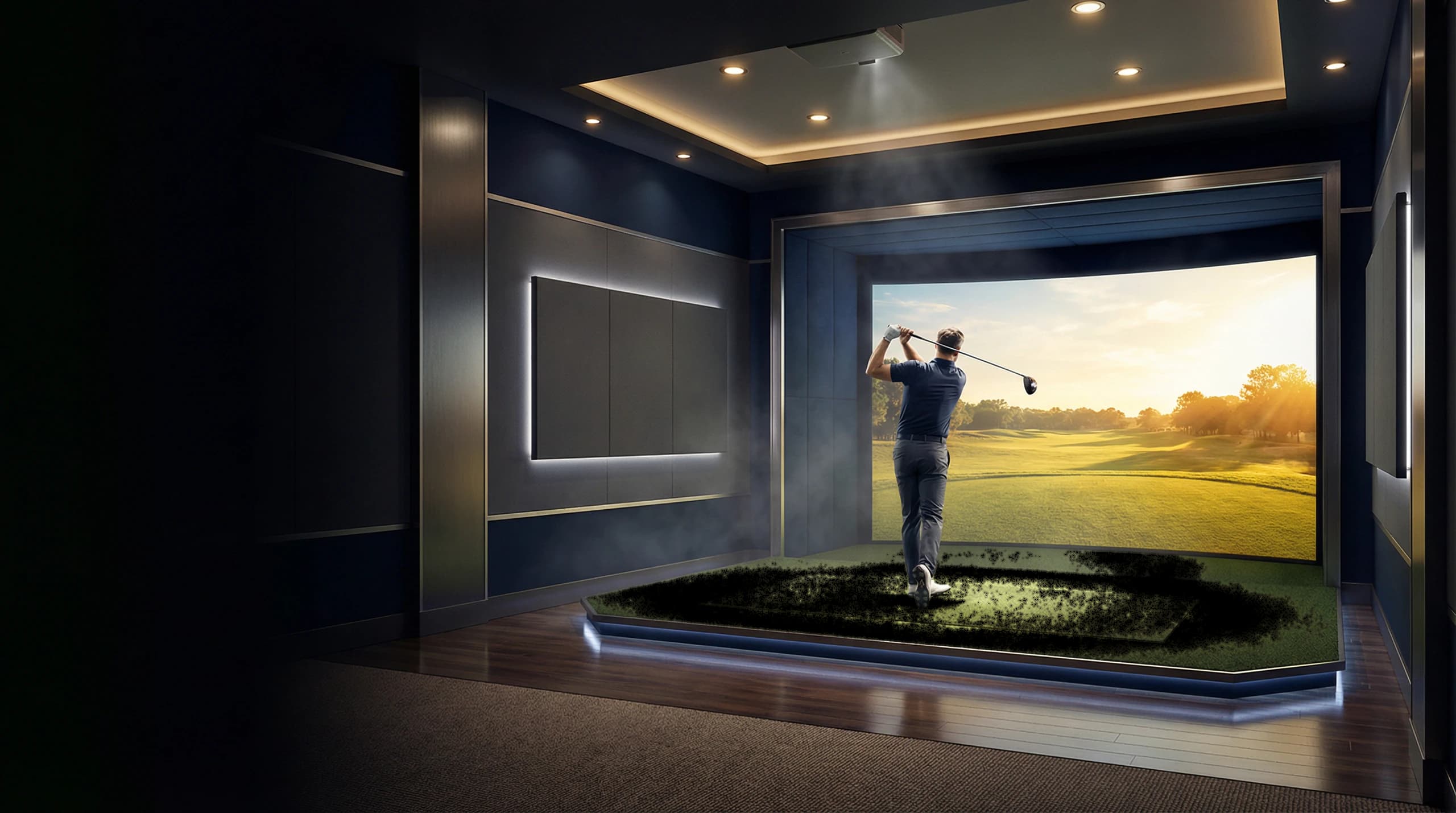 GolfJoy 高端模拟球房里运行 4K 模拟软件的实景